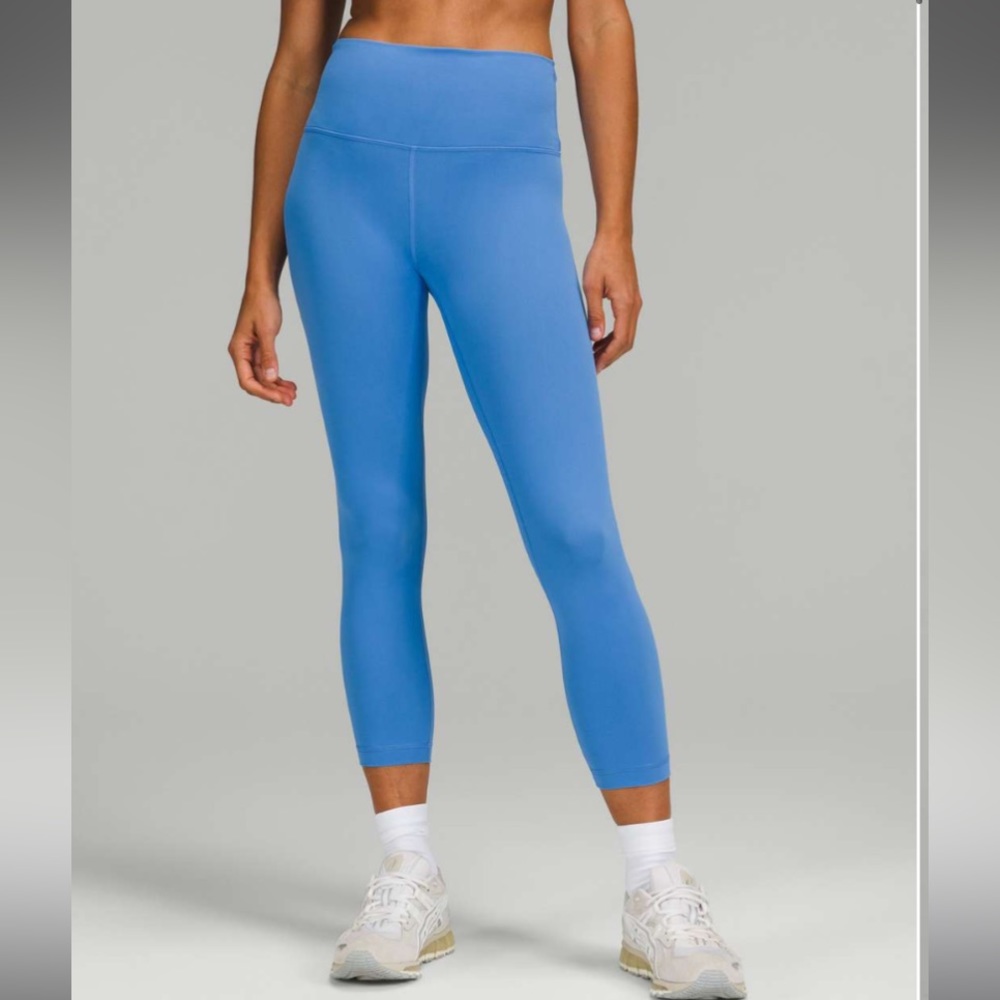 NWT Lululemon Wunder Train High-Rise Crop 23" inseam Blue Nile Size: 14